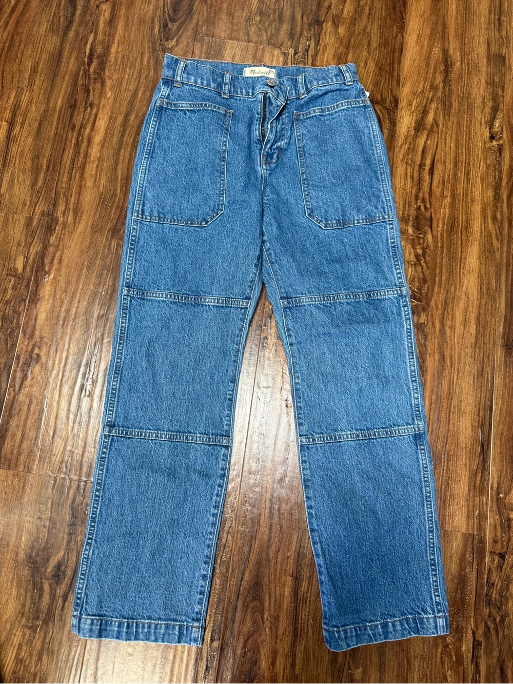 Women’s Madewell Blue Patchwork Straight-Leg Jeans